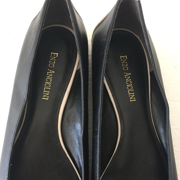 Enzo Angiolini Black Leather Pointy Flats 10.5 NEW - Picture 3 of 8